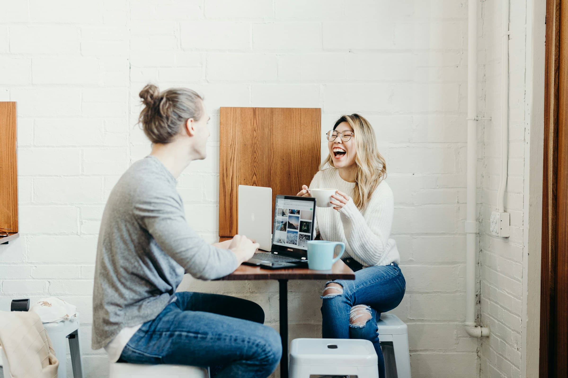 Casual cafe workspace